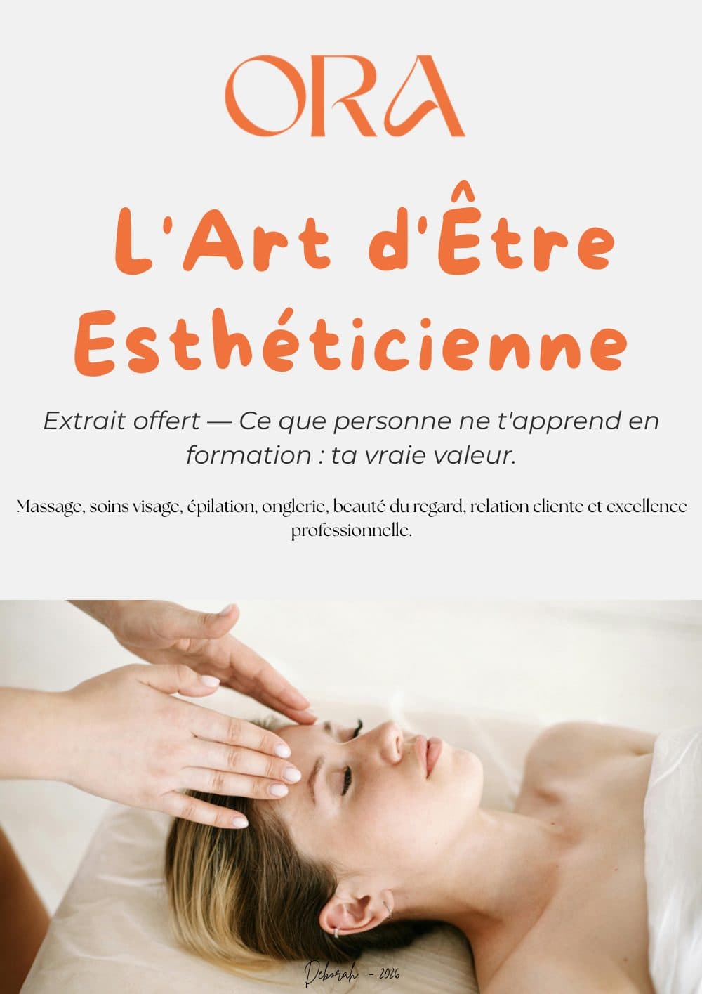 Couverture de l'ebook gratuit ORA — L'Art d'Être Esthéticienne, Partie 01